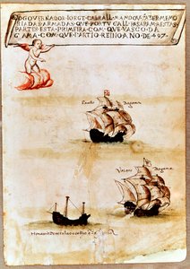 La flota de Vasco da Gama en el mar, 1497 de Unbekannt