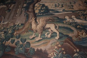 Verdura a la jirafa, tapiz de Aubusson - detalles animal fantástico de Unbekannt