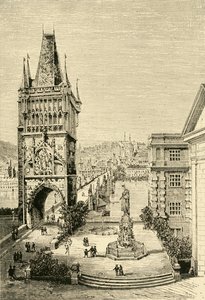 Vista en Praga - La Torre del Puente, 1890 de Unbekannt