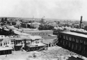 Vista de Bagdad desde una torre de bloques, 31º hospital general británico, Mesopotamia, Primera Guerra Mundial, 1918