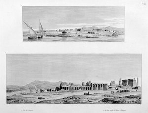 Vista de Luxor, y el Templo de Tebas en Luxor, Egipto, c. 1808