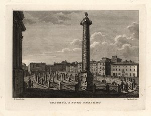 Vista de la Columna de Trajano y el Foro de Trajano, Colonna e Foro Trajano de Unbekannt