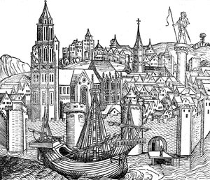 Vista de la ciudad fortificada, 1493 de Unbekannt
