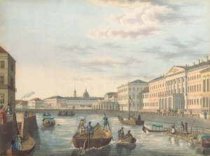 Vista del río Fontanka en San Petersburgo, 1820s de Unbekannt