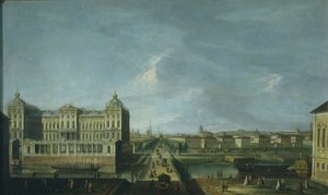 Vista de la avenida Nevsky y el Palacio Anichkov, segunda mitad del siglo XVIII