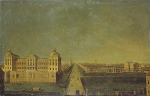 Vista del Nevsky Prospekt desde el Palacio Anichkov con la Casa Shuvalov, segunda mitad del siglo XVIII