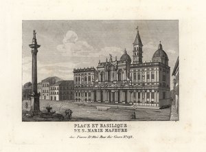 Vista de la Piazza e Basilica di Santa Maria Maggiore, Plaza e Iglesia de Santa María la Mayor con su columna mariana, Roma de Unbekannt