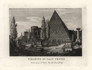 Vista de la Pirámide de Cestio, Piramide di Cajo Cestio, Roma de Unbekannt