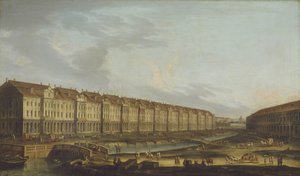 Vista del edificio de las Doce Colegias en San Petersburgo, mediados del siglo XVIII