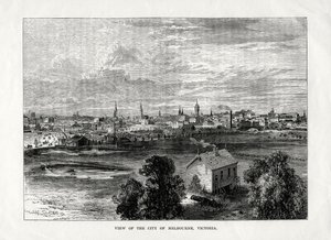 Vista de la ciudad de Melbourne, Victoria, Australia, 1877 de Unbekannt