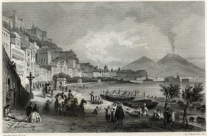 Vista del puerto y la ciudad de Nápoles en el siglo XIX, en el libro sobre el Mediterráneo de Louis Enault de Unbekannt