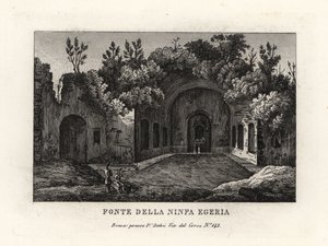 Vista del manantial de la ninfa Egeria, Ninfeo de Egeria, Roma