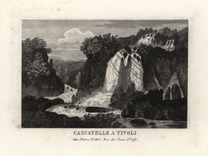 Vista de las cascadas en Tívoli, Italia de Unbekannt