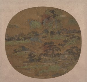 Pueblo y templos en Jiangnan, principios del siglo XV