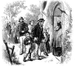 Aldeanos yendo a la iglesia el domingo, Londres, 1872