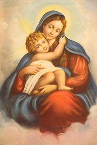 Imagen de la Virgen y el Niño en la iglesia maronita, Lomé, Togo