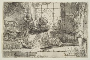 Virgen y Niño con el gato: y José en la ventana, 1654 de Unbekannt