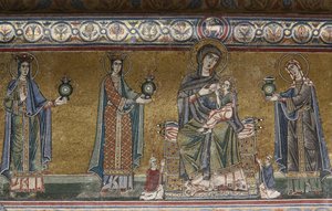 Mosaico de la Virgen y el Niño en la iglesia de Santa Maria en Trastevere, Roma, Italia de Unbekannt