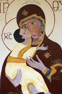 Pintura de la Virgen y el Niño en la abadía de Keur Moussa, Keur Moussa, Senegal de Unbekannt