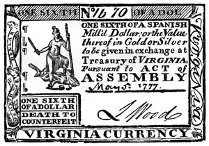 Dinero de papel de Virginia, 1777 de Unbekannt