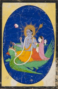 Vishnu y consorte montados en Garuda, siglo XIX