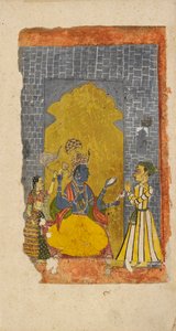 Vishnu entronizado con devoto principesco de pie ante él de Unbekannt