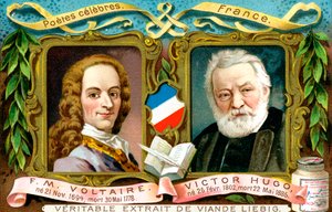 Voltaire y Victor Hugo, c. 1900 de Unbekannt