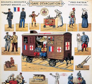 Vagón de tren de la Cruz Roja durante la Primera Guerra Mundial, c 1916-1918 de Unbekannt