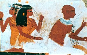 Pintura mural, detalle de La Pareja Fallecida, Tumba de Nakht, Tebas de Unbekannt