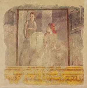 Fragmento de pintura mural de la pared norte de la Habitación H de la Villa de P. Fannius..., ca. 50-40 a.C. de Unbekannt