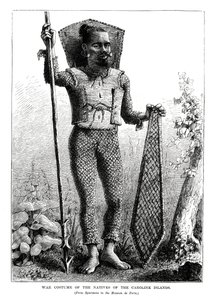 Traje de guerra de los nativos de las Islas Carolinas, océano Pacífico central, 1877 de Unbekannt