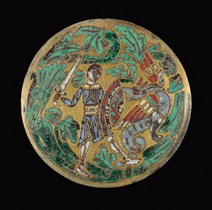 Guerrero luchando contra un dragón, c. 1170-1180