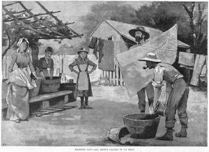 Día de lavado - Todos llamados a ayudar, 1889 de Unbekannt