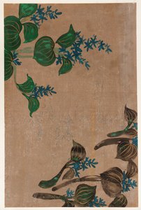 Plantas acuáticas con flores azules, período Edo, 1615-1868
