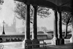 Puente de Westminster y Big Ben desde la terraza del Hospital de St. Thomas, 1926-1927