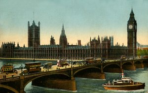 Puente de Westminster y las Casas del Parlamento, Londres, c. 1910 de Unbekannt