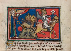 Cuando el quinto ángel tocó su trompeta... Miniatura de: Apocalipsis de San Juan, ca. 1320