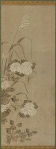 Crisantemos blancos y hierbas, período Edo, 1615-1868 de Unbekannt