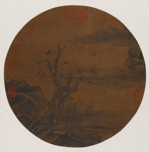 Gansos salvajes descendiendo a un banco de arena, posiblemente dinastía Ming, 1368-1644 de Unbekannt