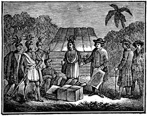 William Penn con nativos americanos, colono cuáquero inglés