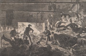 Cuarteles de invierno en el campamento - El interior de una cabaña Harper