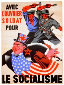 Con el obrero y el soldado por el socialismo, cartel de propaganda pro-nazi belga, c1941-1944
