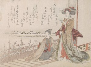 Mujer y joven en una veranda, 1806 de Unbekannt