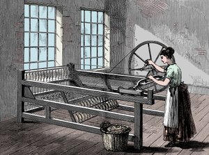 Mujer usando una Spinning Jenny, c1880 de Unbekannt