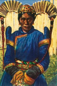 Mujer con tocado tradicional, Mongolia, c1928
