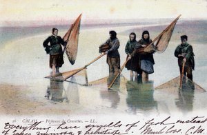 Mujeres pescadoras de camarones, Calais, 1905