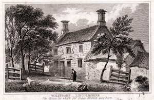 Woolsthorpe Manor, cerca de Grantham, Lincolnshire, lugar de nacimiento de Sir Isaac Newton, principios del siglo XIX de Unbekannt
