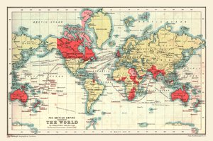 Mapa del Mundo mostrando el Imperio Británico, 1902 de Unbekannt
