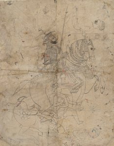 Adoración de Brijnathji y Svamini recto, Retrato ecuestre verso, ca. 1800 de Unbekannt