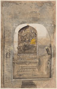 Adoración de la imagen de piedra de Shiva y Parvati dentro de un lingam, c. 1710 de Unbekannt